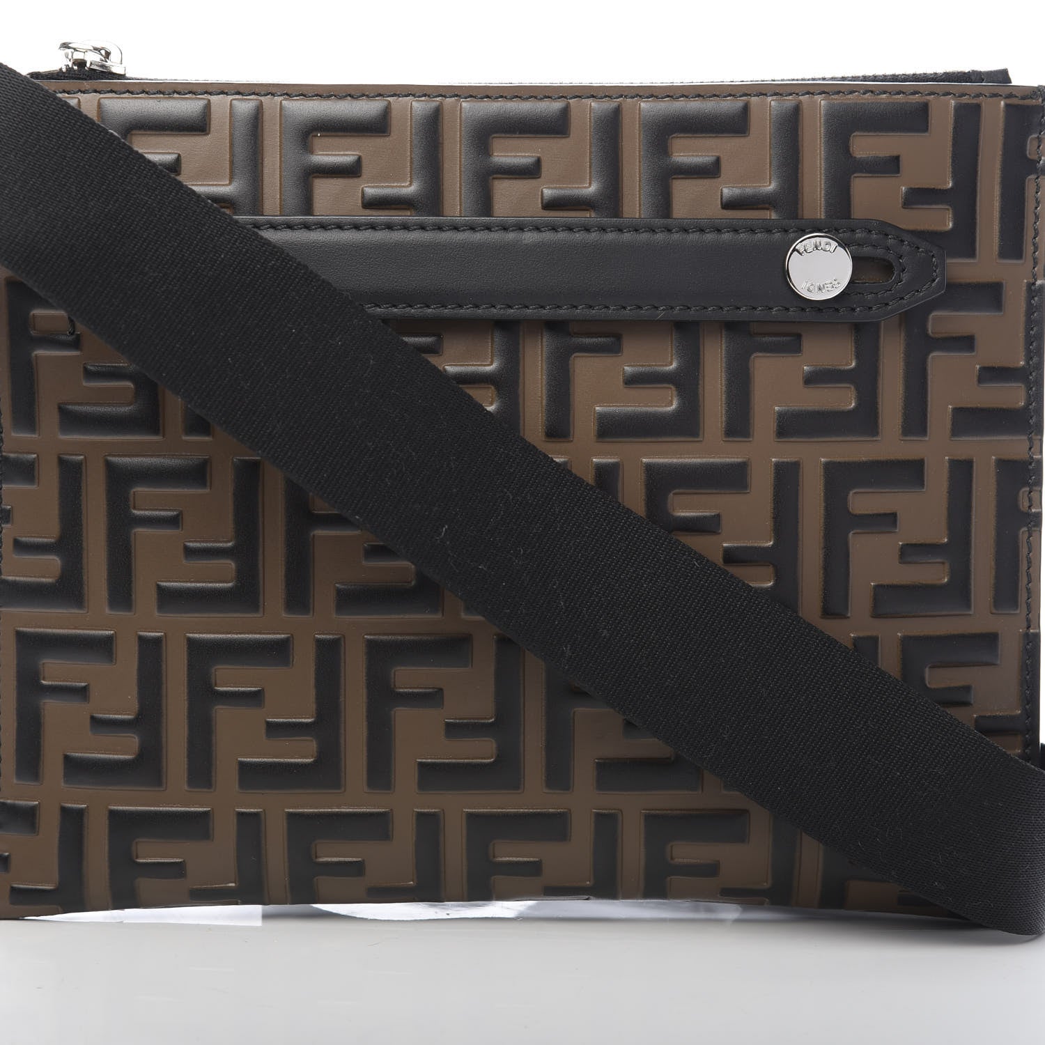 Fendi Vitello Century Bi-Color FF 1974 Embossed Messenger Maya Black 8 of 11