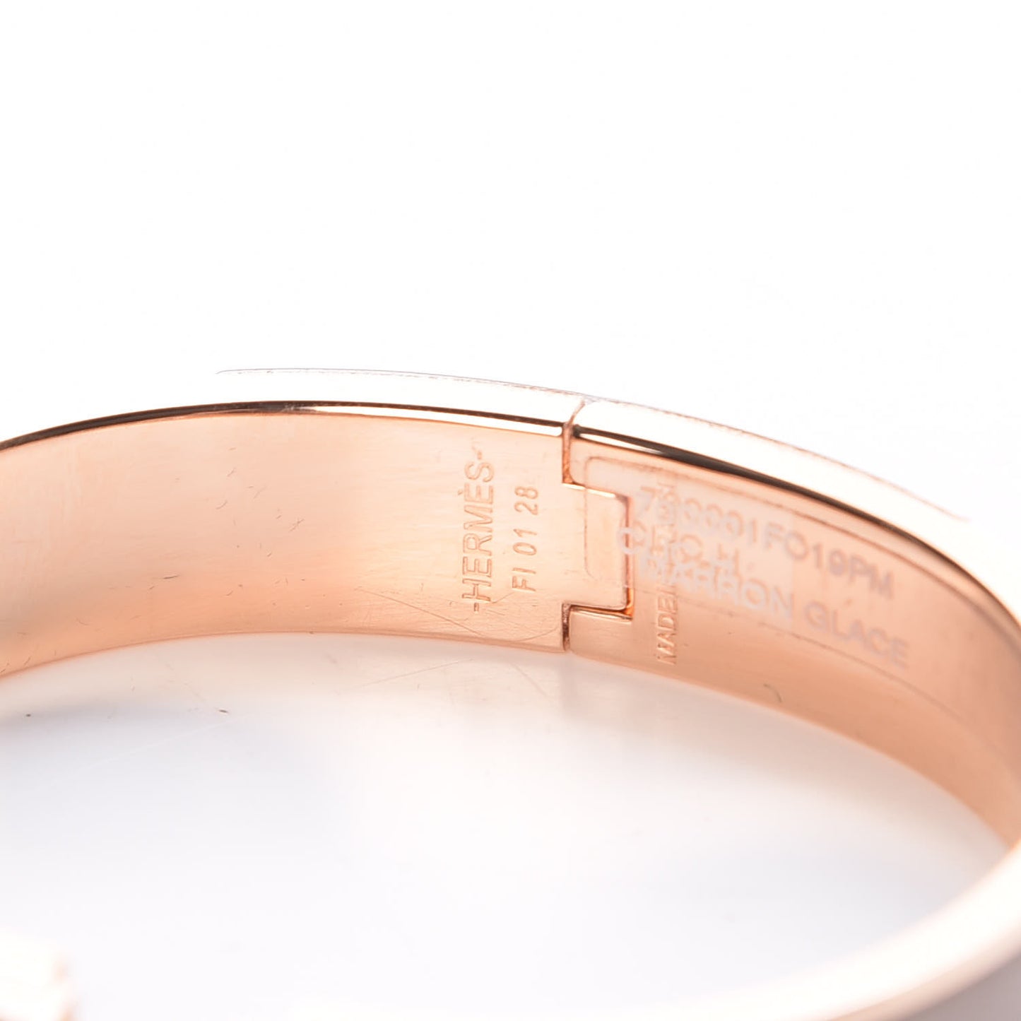 Enamel Clic Clac H Narrow Bracelet PM Marron Glace
