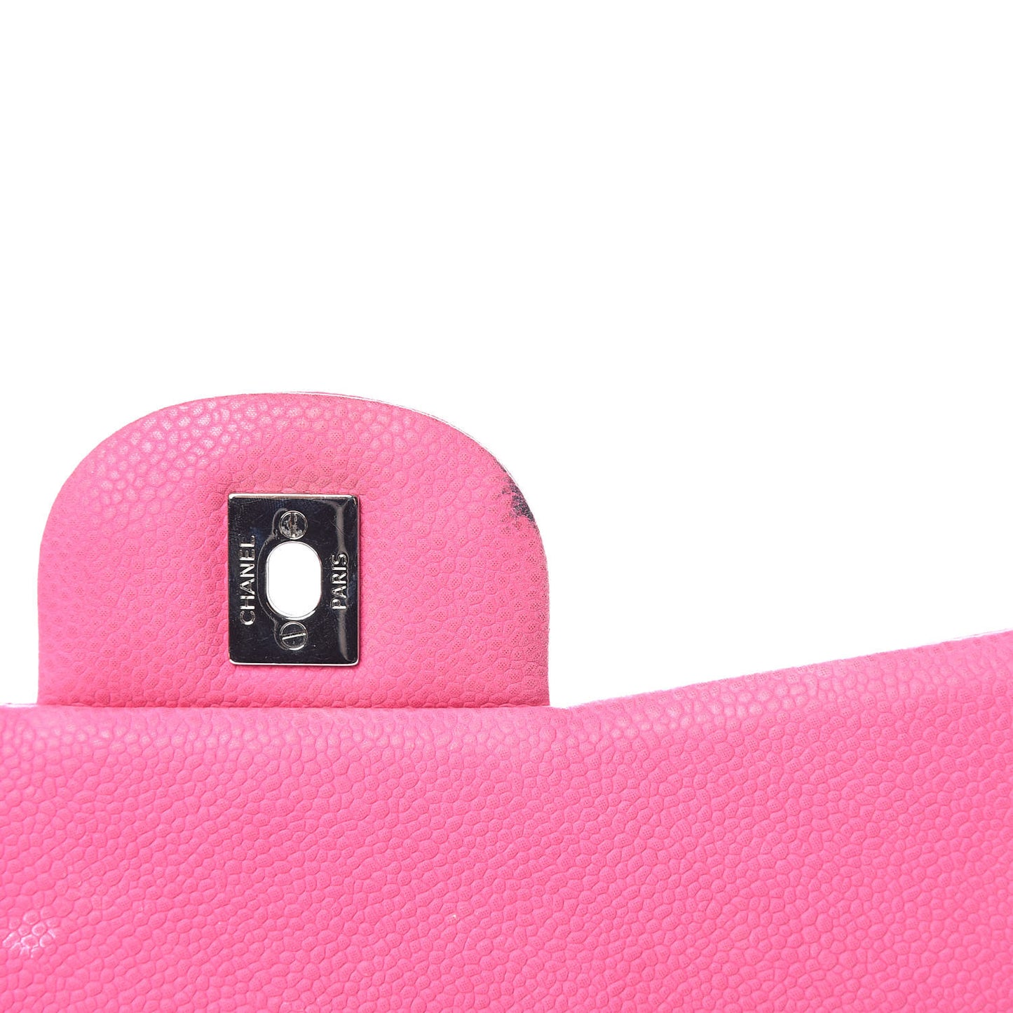 Iridescent Caviar Quilted Maxi Double Flap Hot Pink