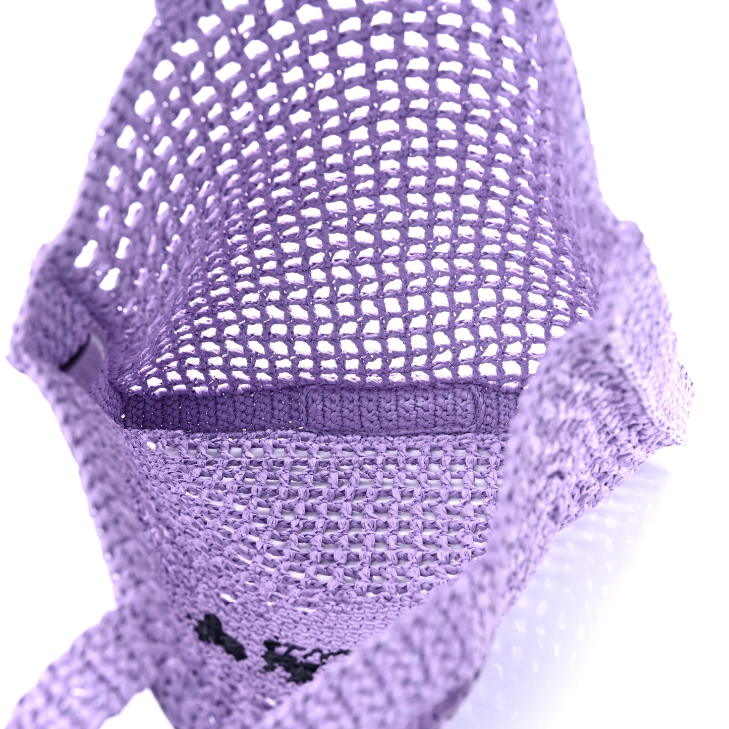 Yarn Raffia Effect Crochet Logo Embroidered Tote Bag Lilium
