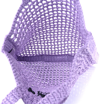 Prada Yarn Raffia Effect Crochet Logo Embroidered Tote Bag Lilium 5 of 10