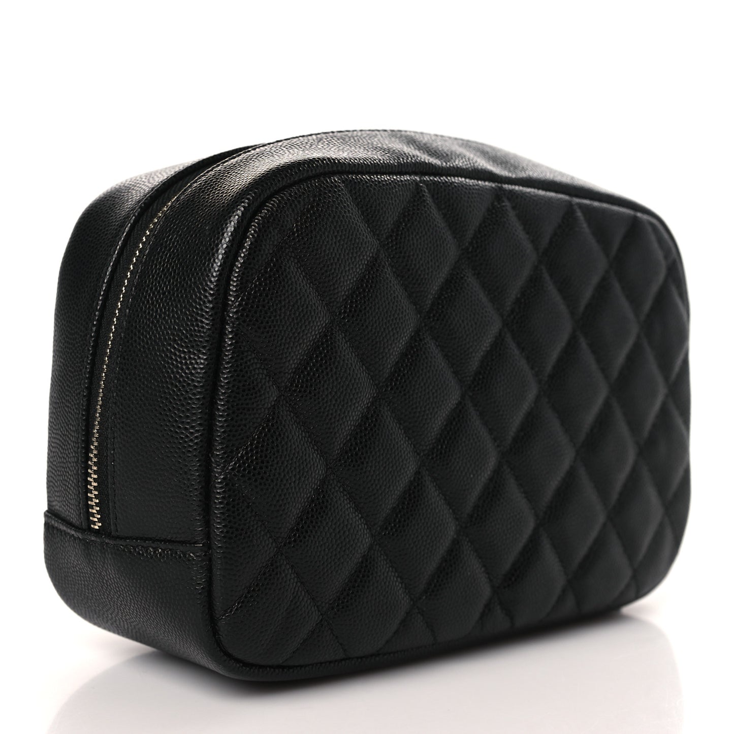Caviar Quilted Curvy Pouch Cosmetic Case Black