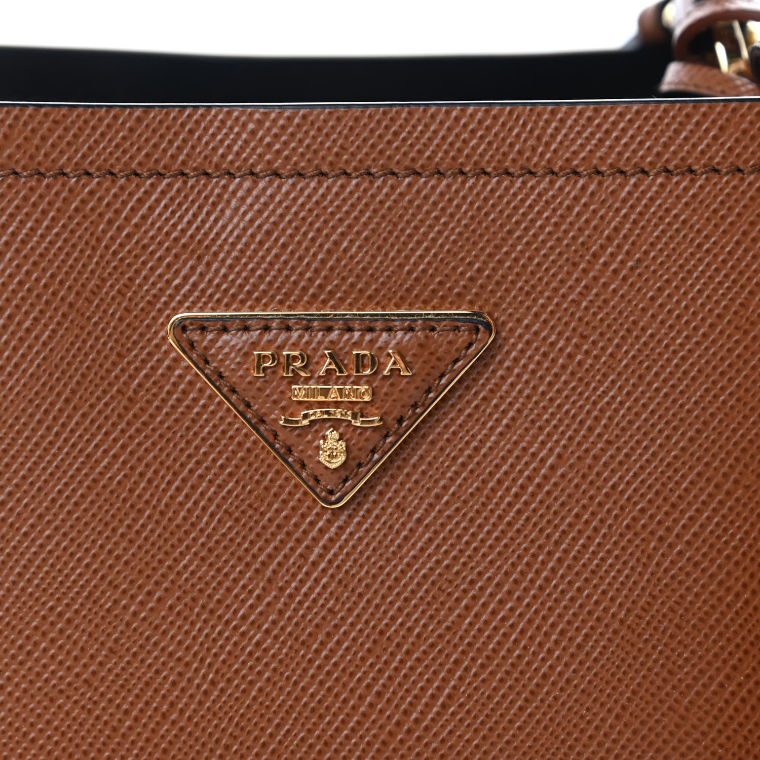 Prada Saffiano Cuir Medium Panier Bucket Bag Cognac Black 7 of 10