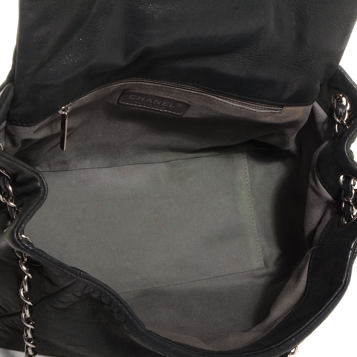 Iridescent Calfskin Glint Accordion Flap Black