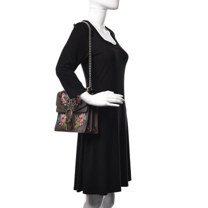 Gucci Calfskin Web Owl Embroidered Medium Dionysus Shoulder Bag New Acero Multicolor 3 of 12