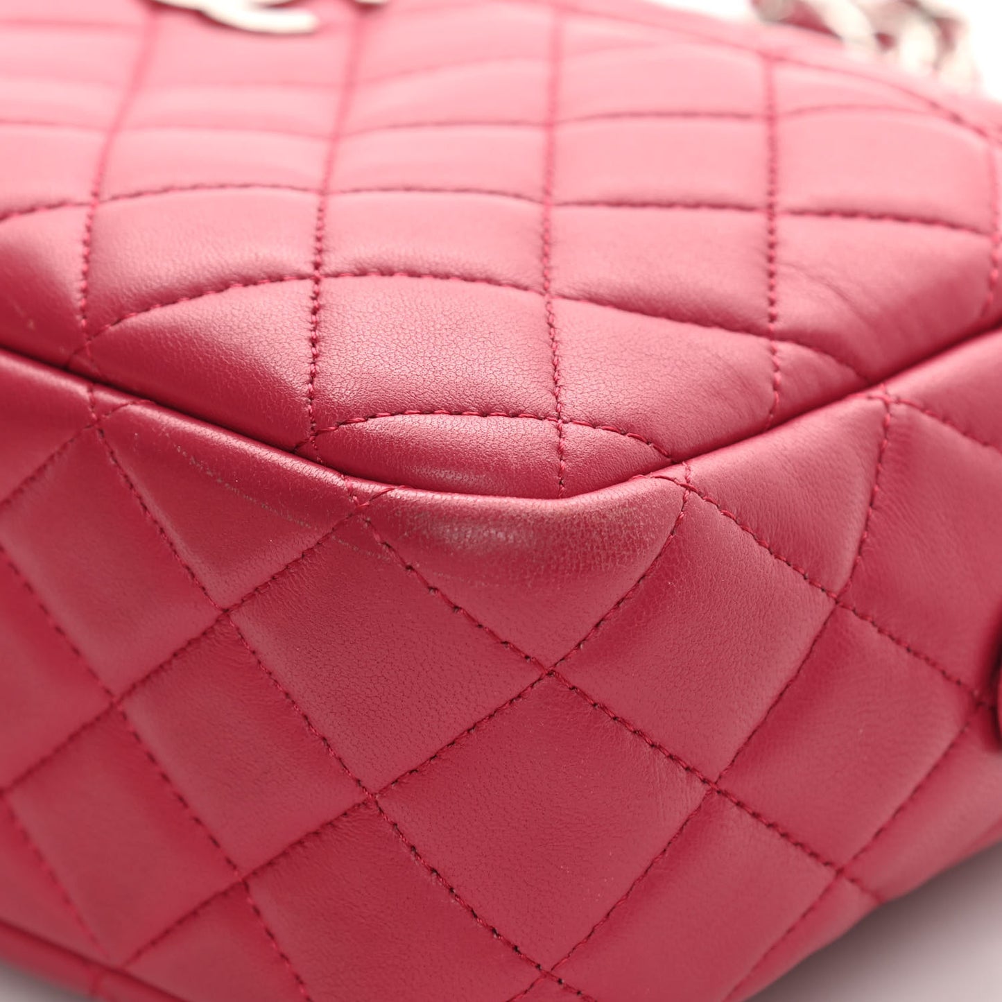 Lambskin Quilted Camera Case Pink