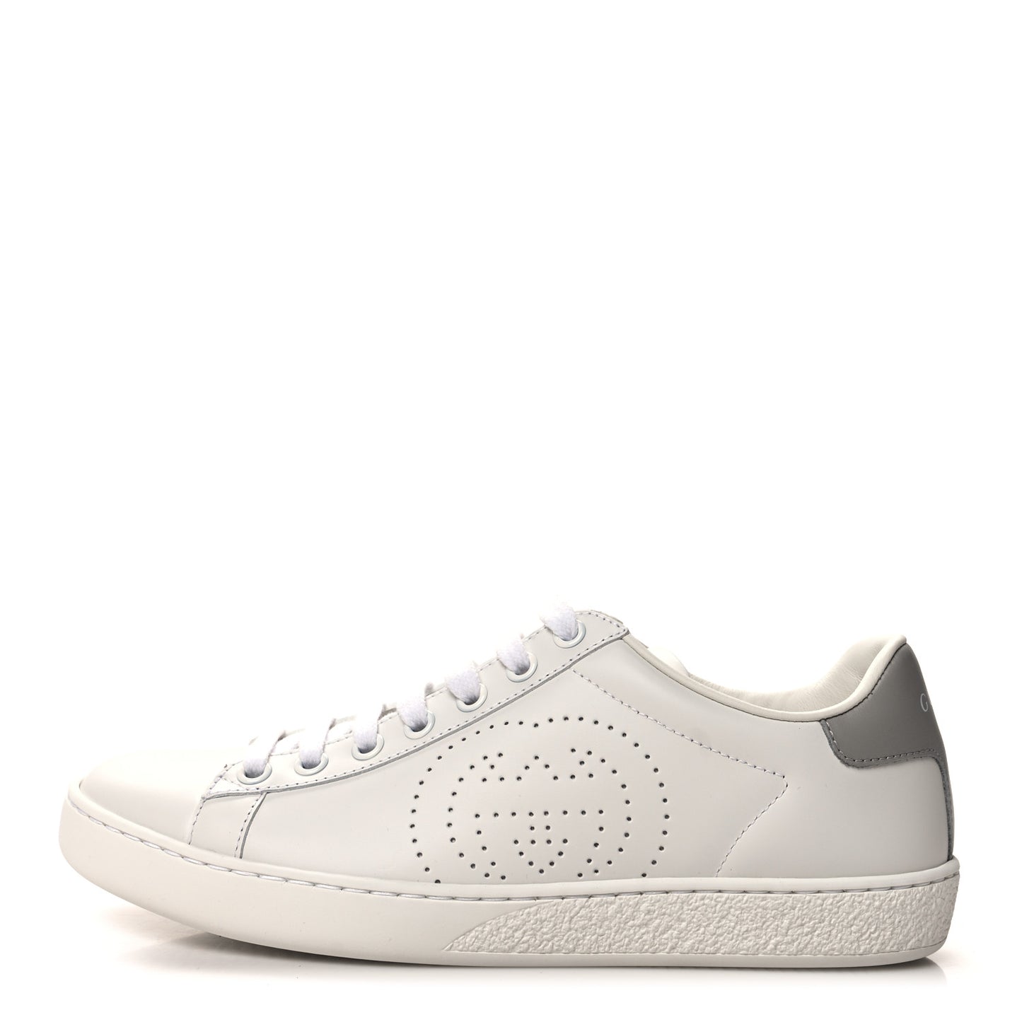Calfskin Interlocking G Perforated Womens Ace Sneakers 36 White Grey Sky