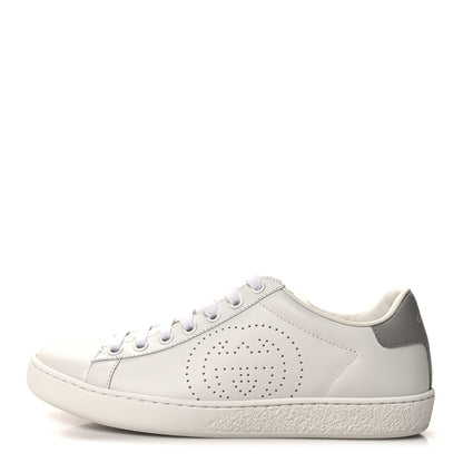 Gucci Calfskin Interlocking G Perforated Womens Ace Sneakers 36 White Grey Sky 1 of 10
