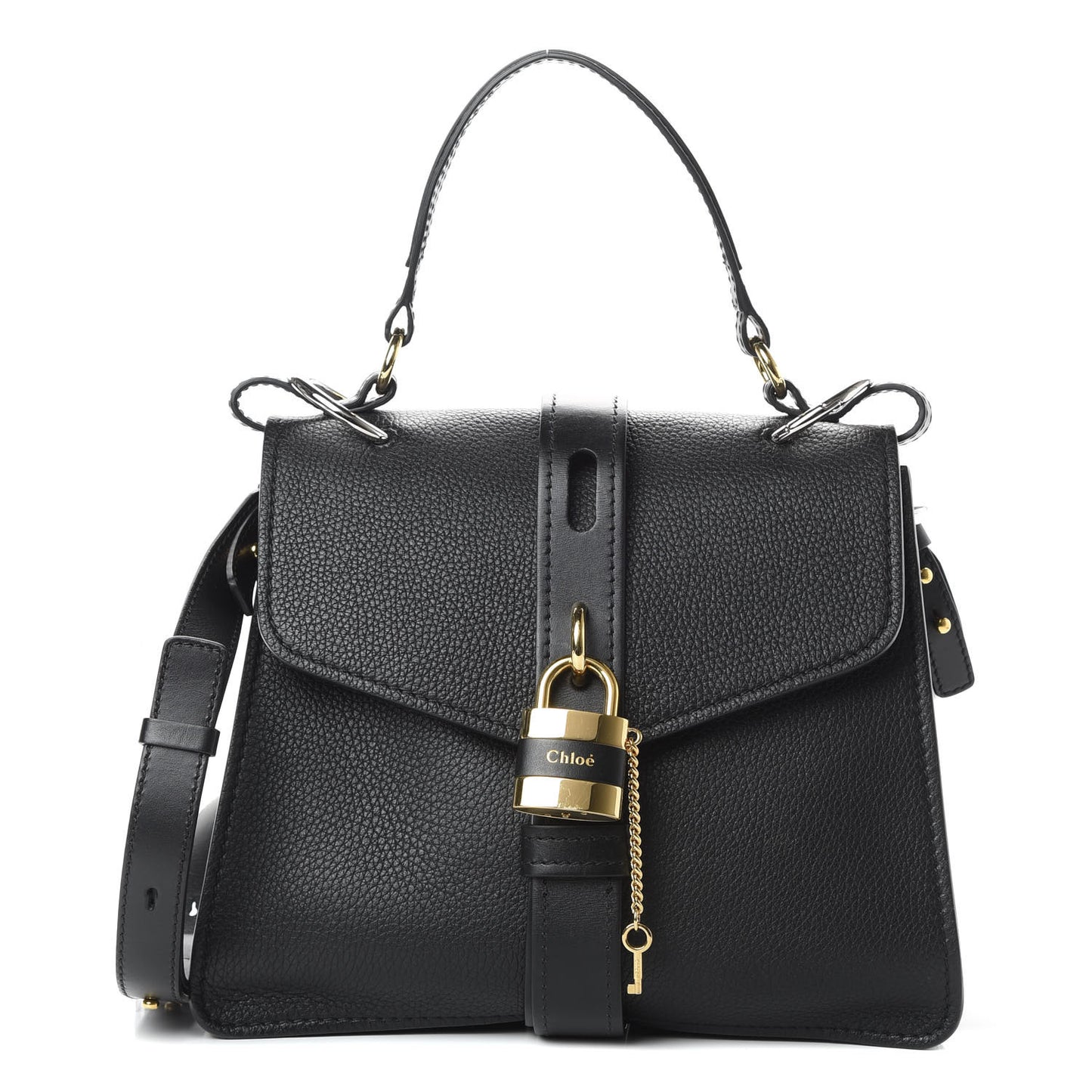 Grained Calfskin Medium Aby Day Shoulder Bag Black