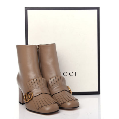 Gucci Malaga Kid GG Marmont Fringe 75mm Ankle Boots 37 Mud 11 of 11