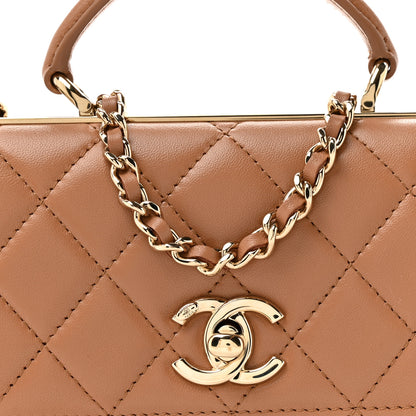 Chanel Lambskin Quilted Trendy CC Dual Handle Clutch With Chain Brown 10 of 13