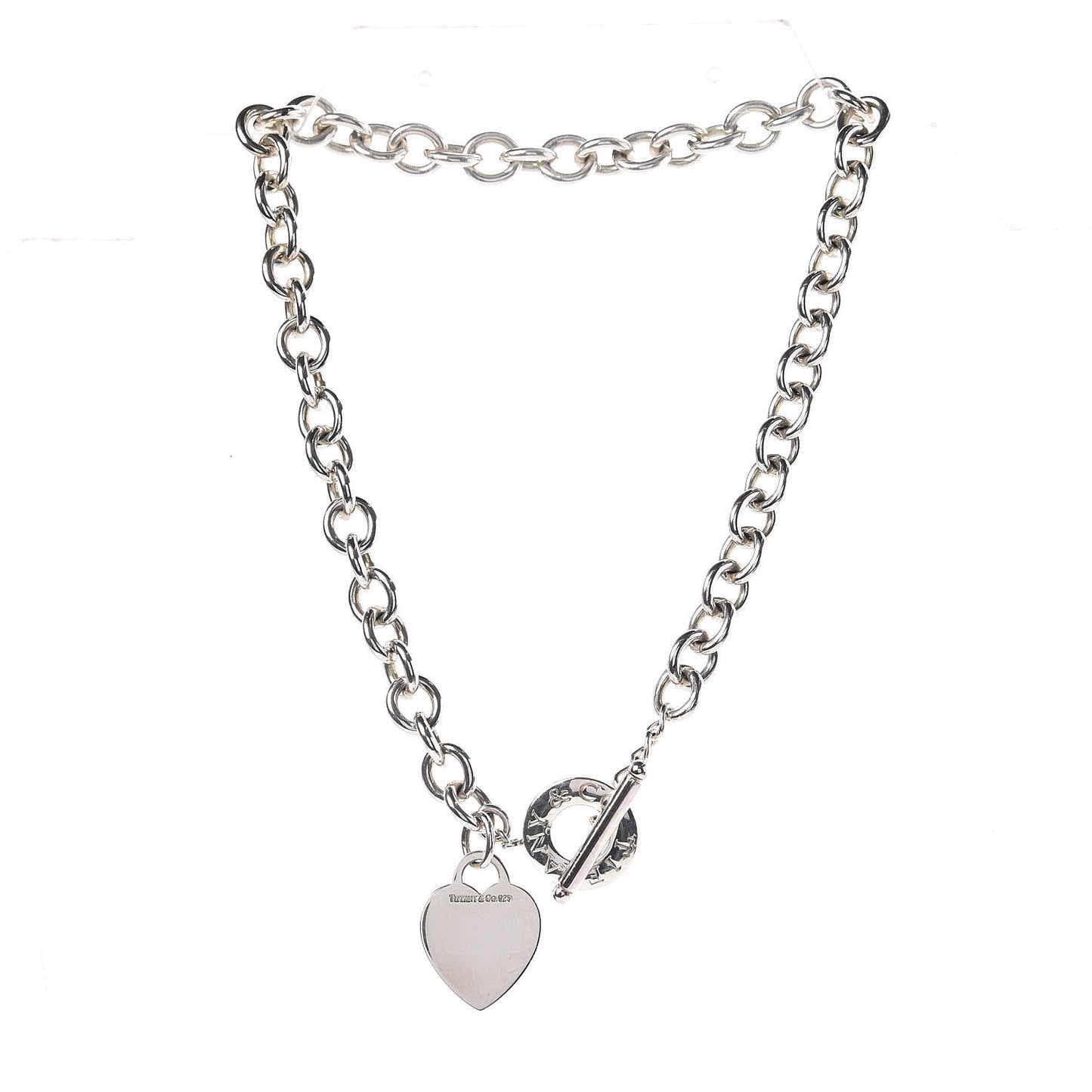 Sterling Silver Heart Tag Toggle Necklace