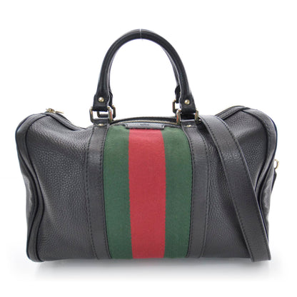 Gucci Leather Vintage Web Boston Black 1 of 8