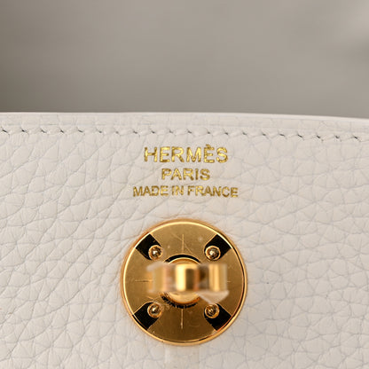 Hermes Taurillon Clemence Mini Lindy 20 New White 6 of 11