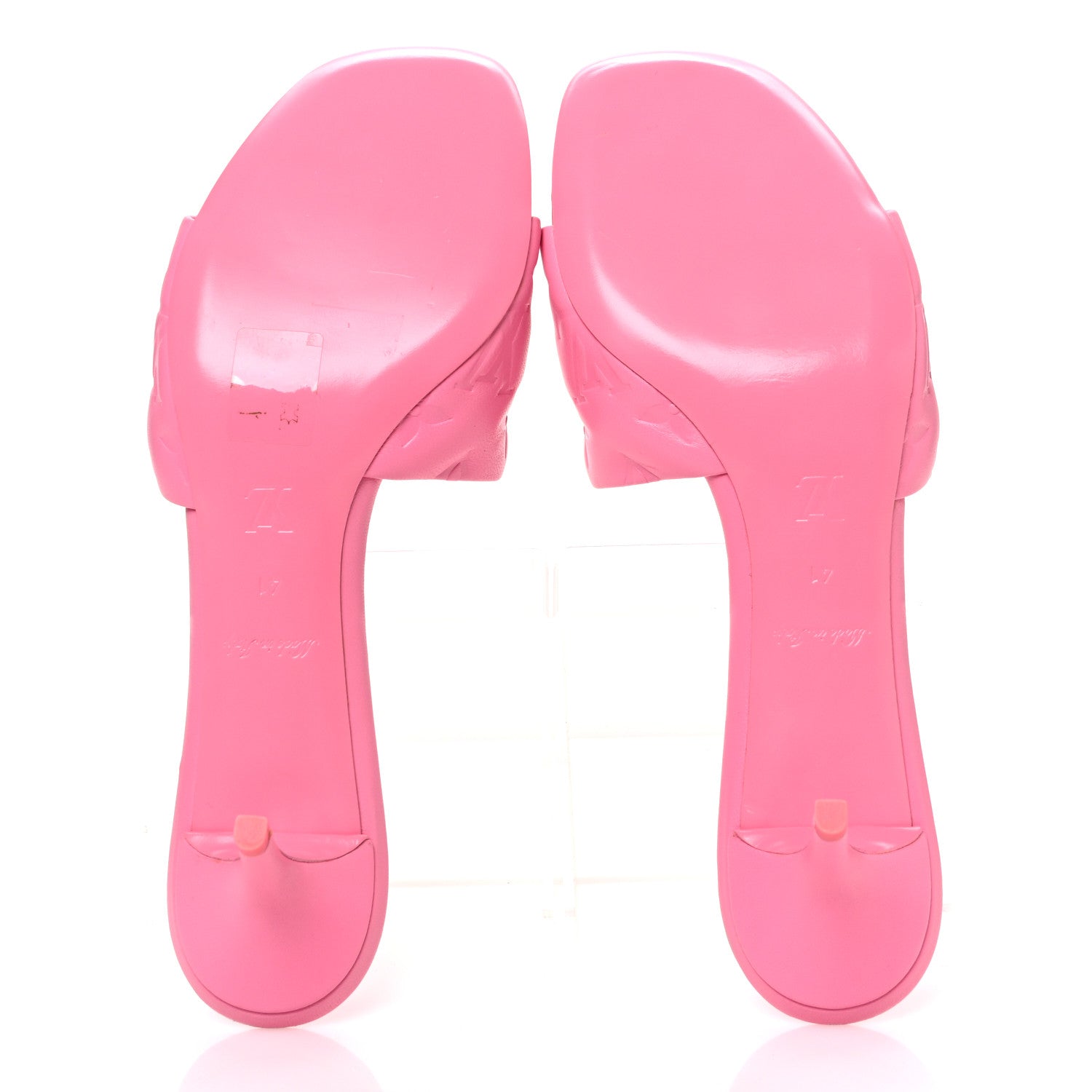 Louis Vuitton Lambskin Embossed Monogram Revival Mid Heel Mules 41 Rose Pop 7 of 12