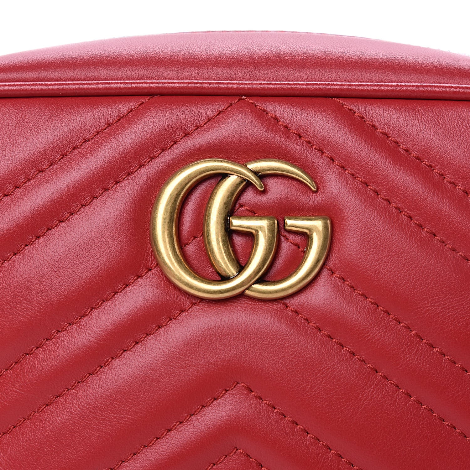 Gucci Calfskin Matelasse Mini GG Marmont Chain Shoulder Bag Hibiscus Red 8 of 11