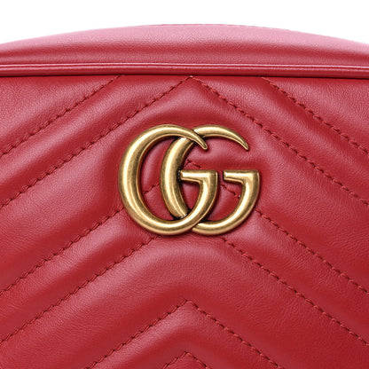 Gucci Calfskin Matelasse Mini GG Marmont Chain Shoulder Bag Hibiscus Red 8 of 11