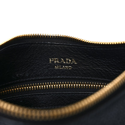 Prada Vitello Daino Zippered Messenger Hobo Black 12 of 12