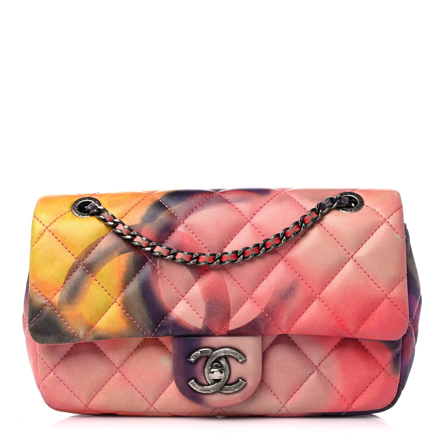 Printed Lambskin Quilted Small Flower Power Flap