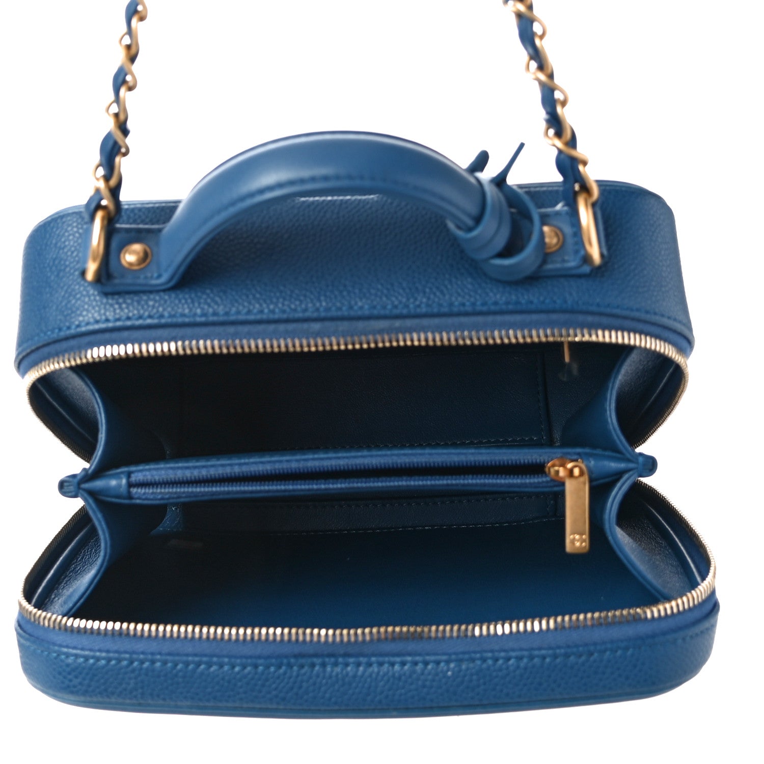 Chanel Caviar Quilted Medium CC Filigree Vanity Case Dark Blue 5 of 10