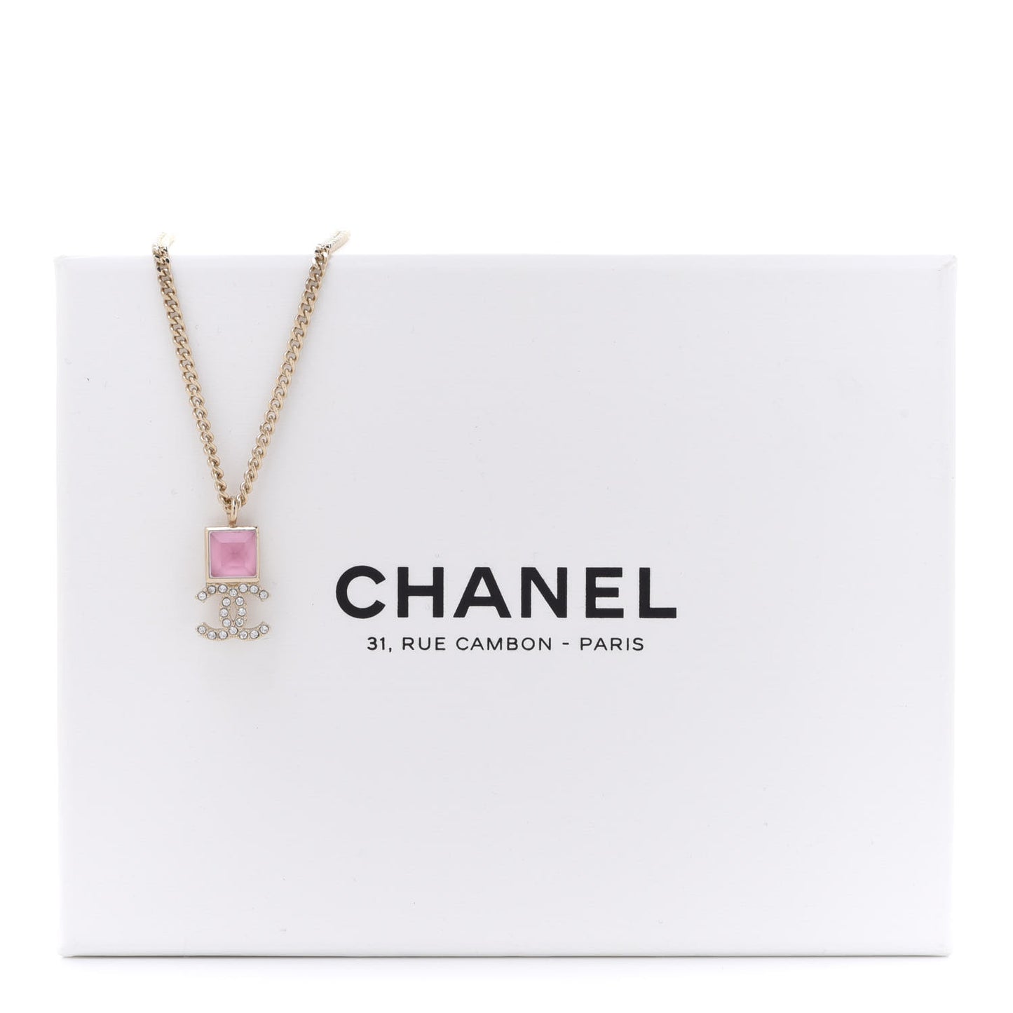 Crystal Resin CC Necklace Pink Gold