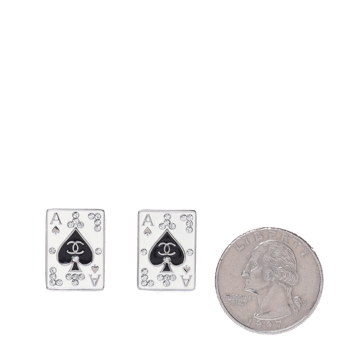 Crystal Wynn Exclusive Ace of Spades Clip On Earrings Silver