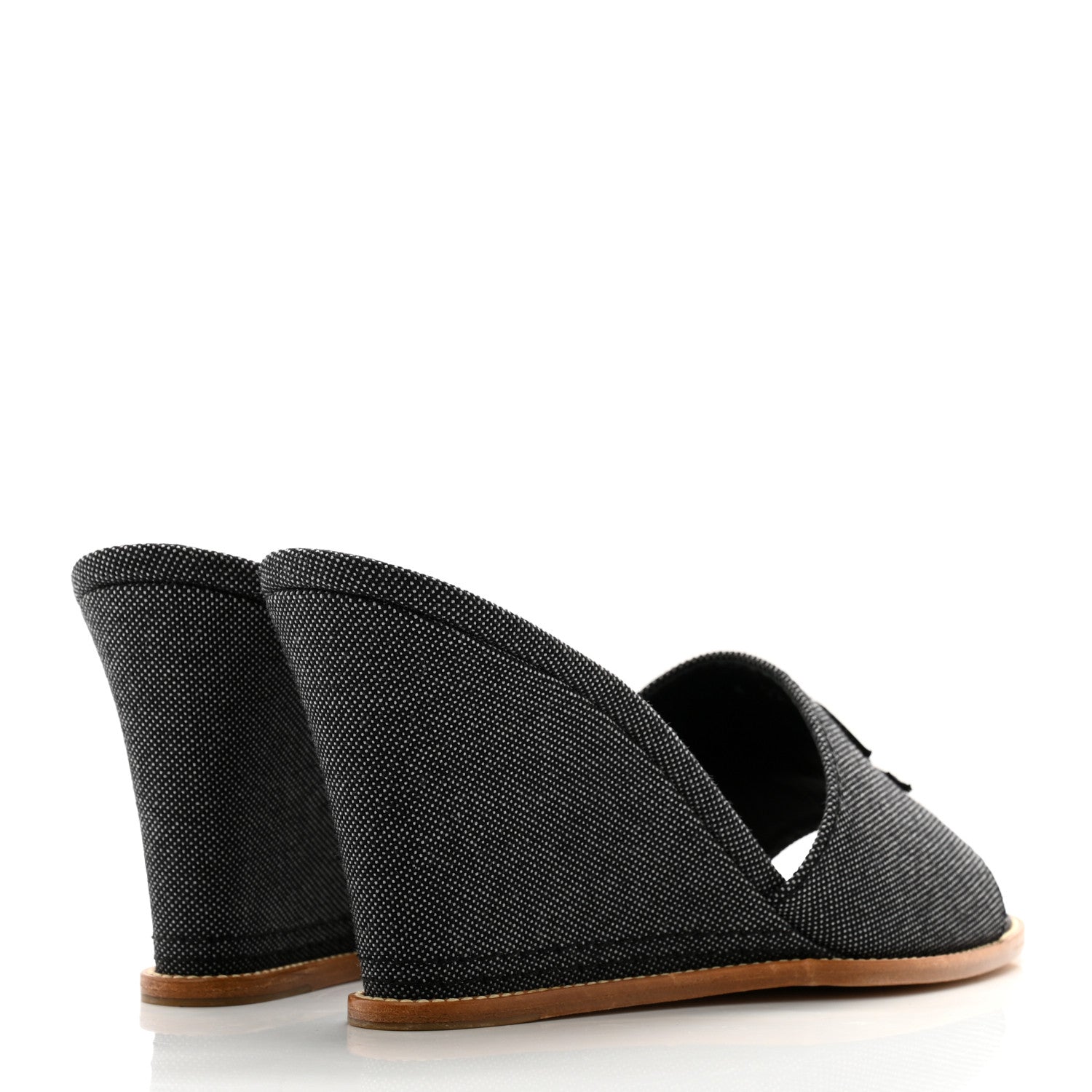 Chanel Canvas CC Wedge Sandals 40 Black 4 of 9