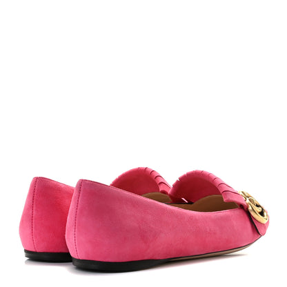 Gucci Kid Scamosciato GG Marmont Fringe Flats 37 Hot Pink 5 of 13