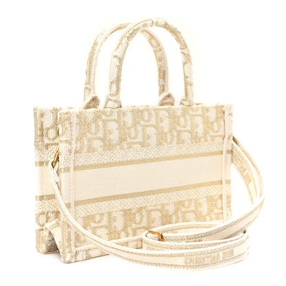 Christian Dior Oblique Mini Book Tote With Strap Gold Multicolor 3 of 10