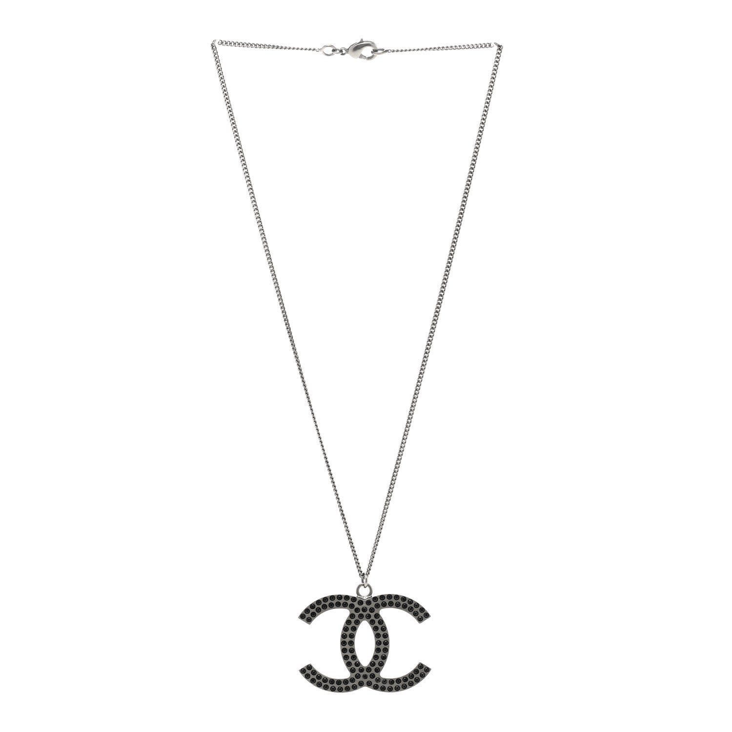 Chanel Crystal Large CC Necklace Ruthenium Black 3 of 6