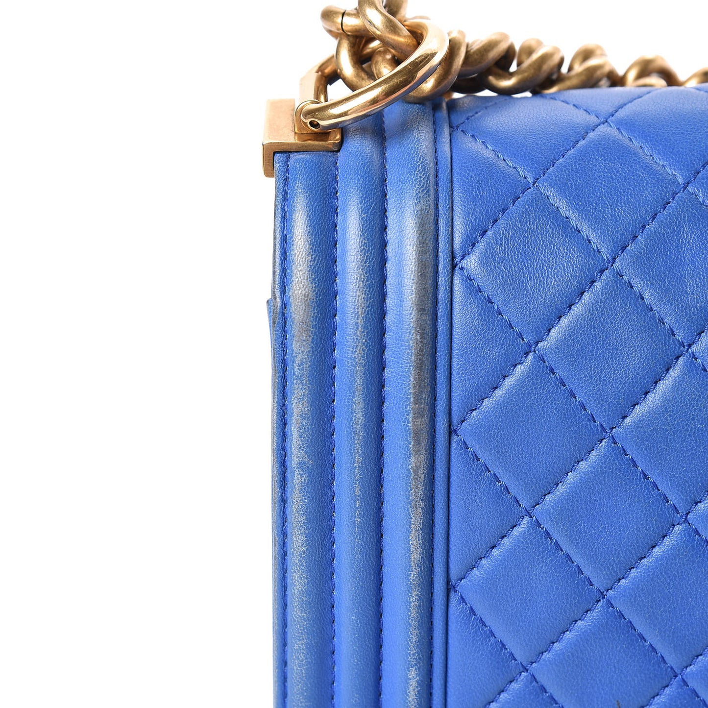 Lambskin Quilted Medium Boy Flap Blue