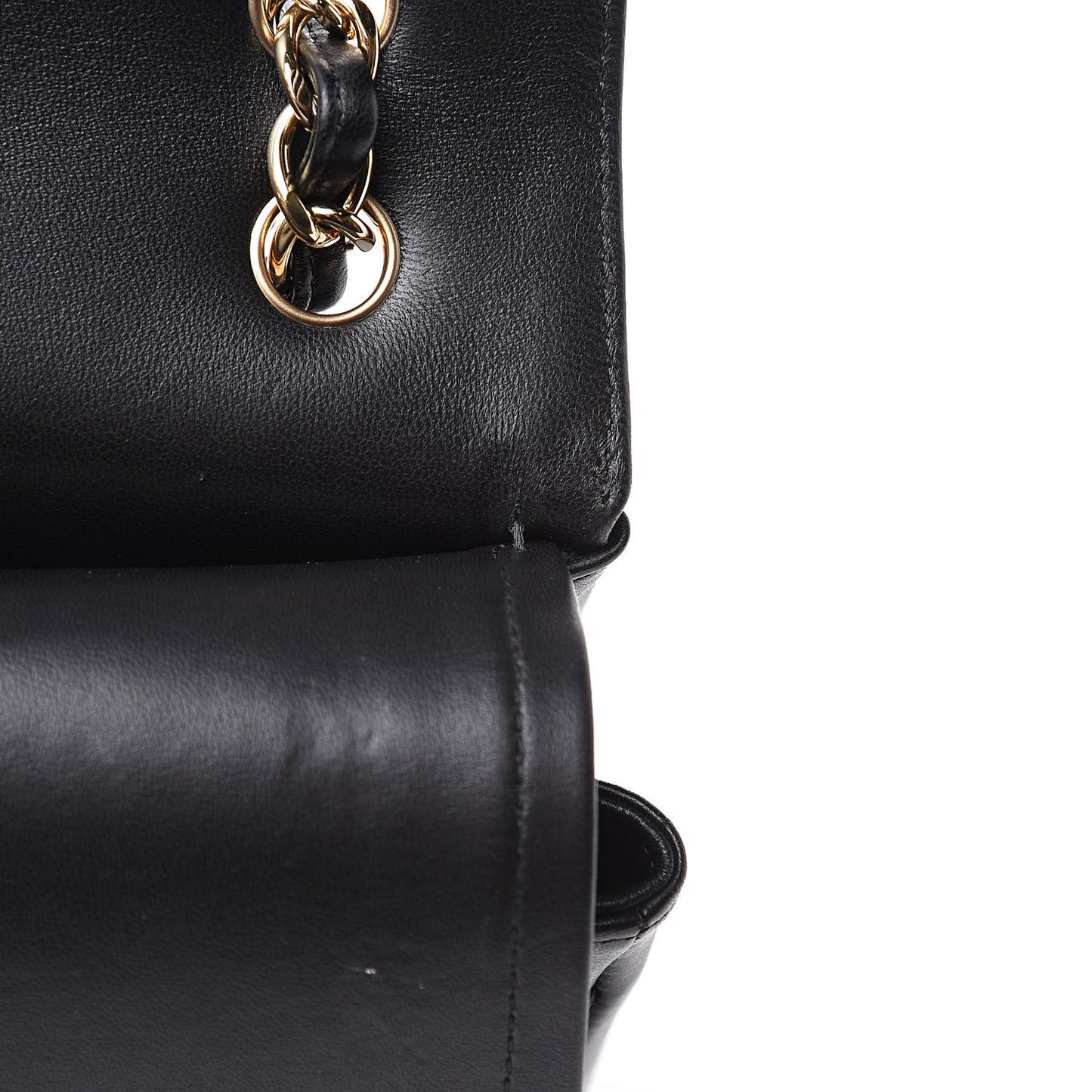 Lambskin Chevron Quilted Jumbo Double Flap Black