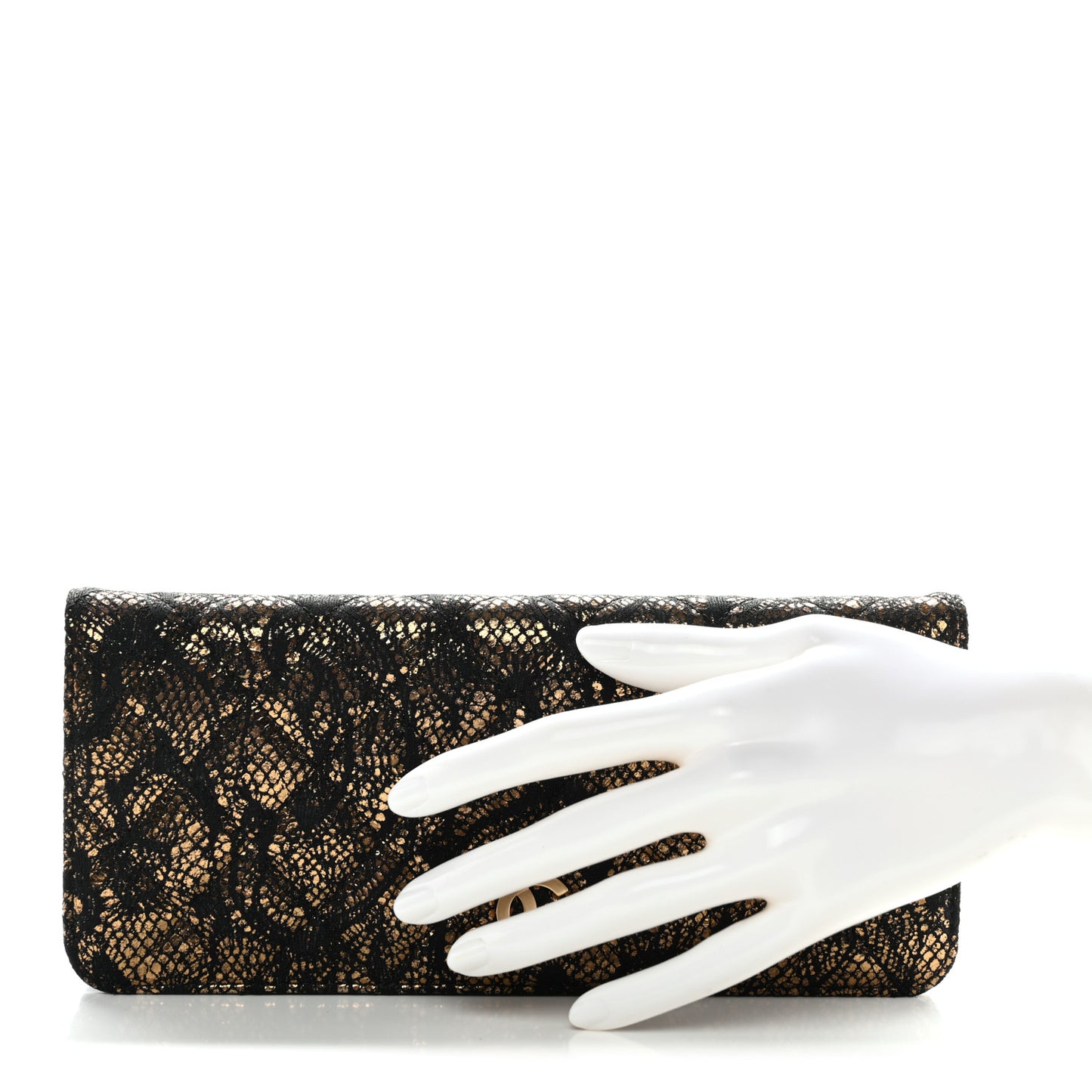 Metallic Tweed Quilted Clutch Black Gold