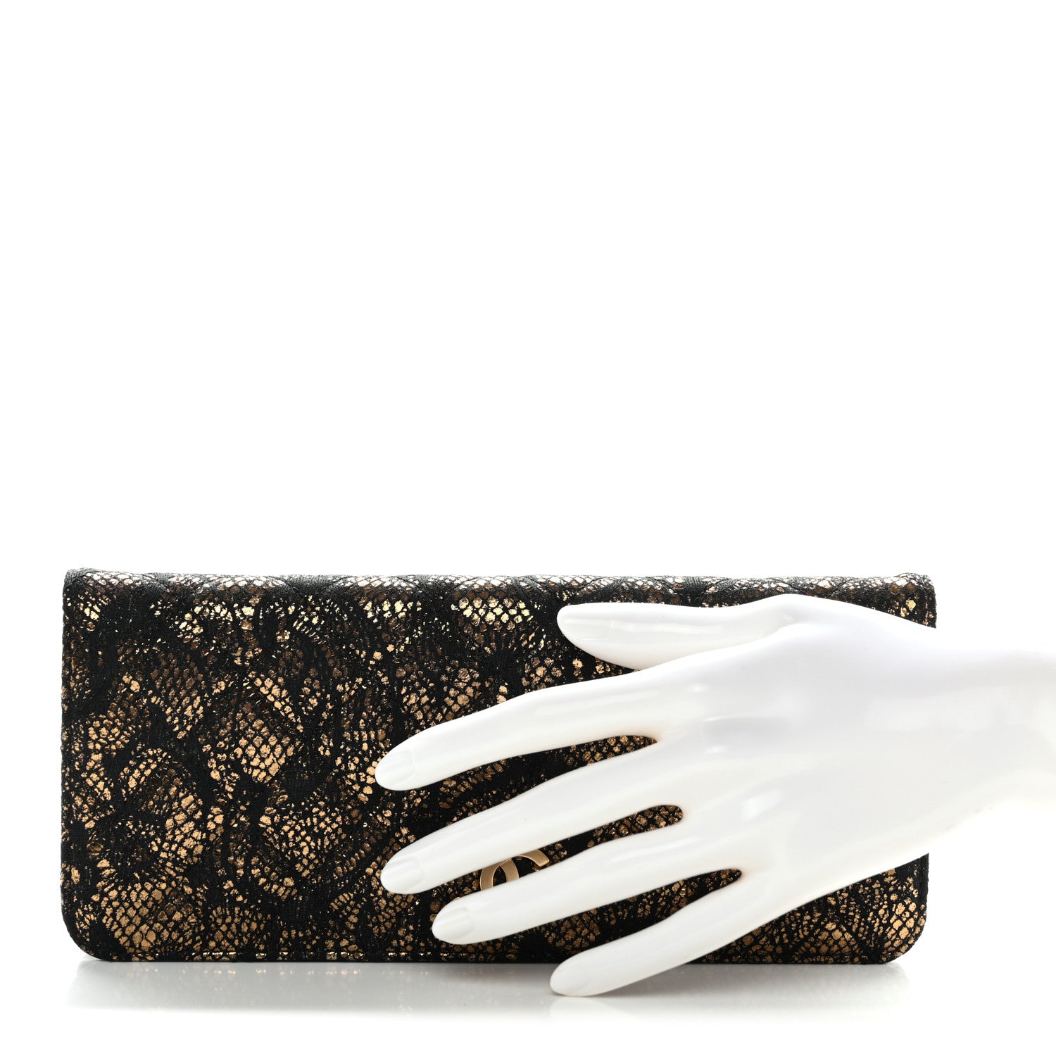 Chanel Metallic Tweed Quilted Clutch Black Gold 2 of 12