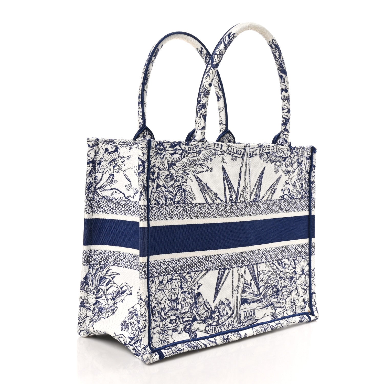 Christian Dior Canvas Embroidered Medium Reve d'Infini Book Tote Blue 2 of 10