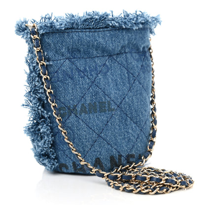 Chanel Denim Quilted Mood Mini Bucket With Chain Blue Multicolor 5 of 21