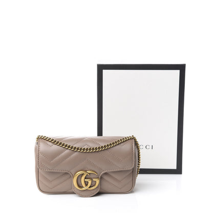 Gucci Calfskin Matelasse Super Mini GG Marmont Shoulder Bag Porcelain Rose 10 of 10