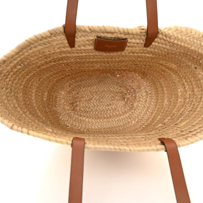 Celine Raffia Calfskin Triomphe Medium Panier Tan 5 of 16