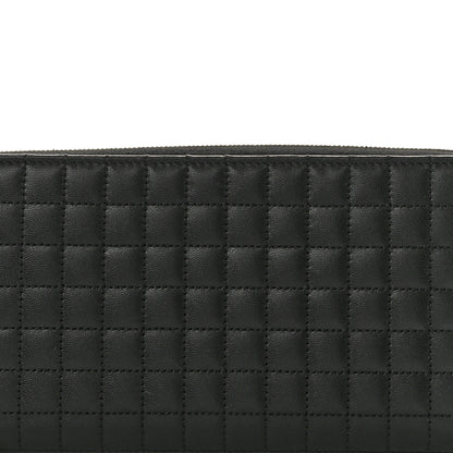 Celine Lambskin Quilted Large C Charm Zip Around Wallet Black 8 of 8