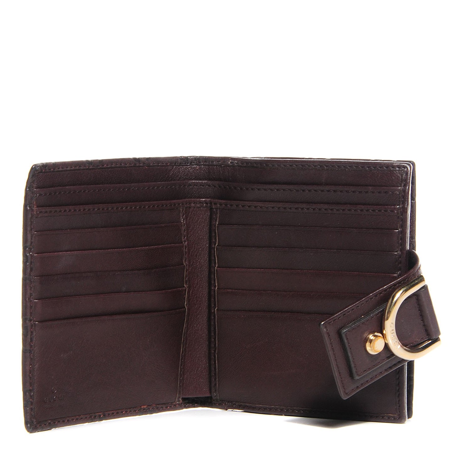 Guccissima D Ring Compact Wallet Chocolate Brown