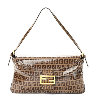 Fendi Vinyl Zucchino Baguette Double Flap Tobacco 1 of 11