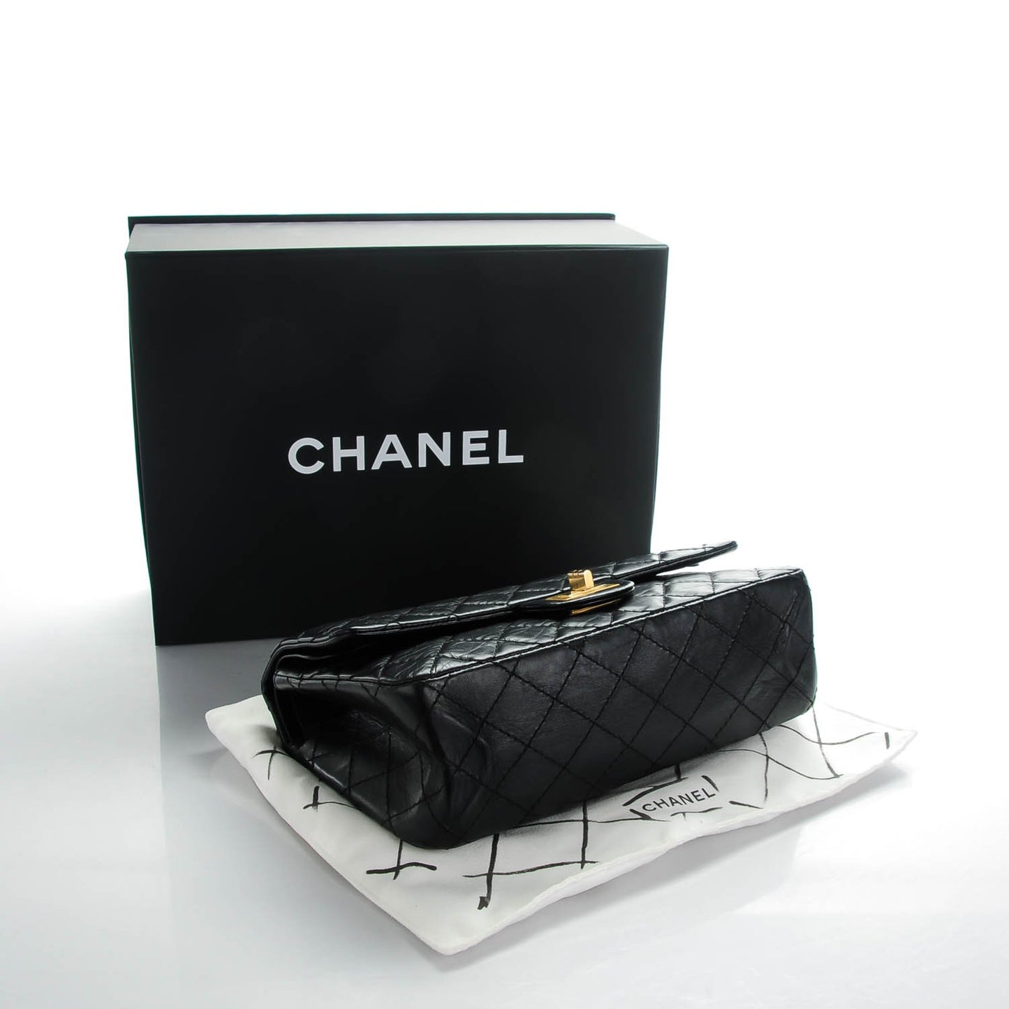 Aged Calfskin Quilted 2.55 Reissue 225 Flap Black