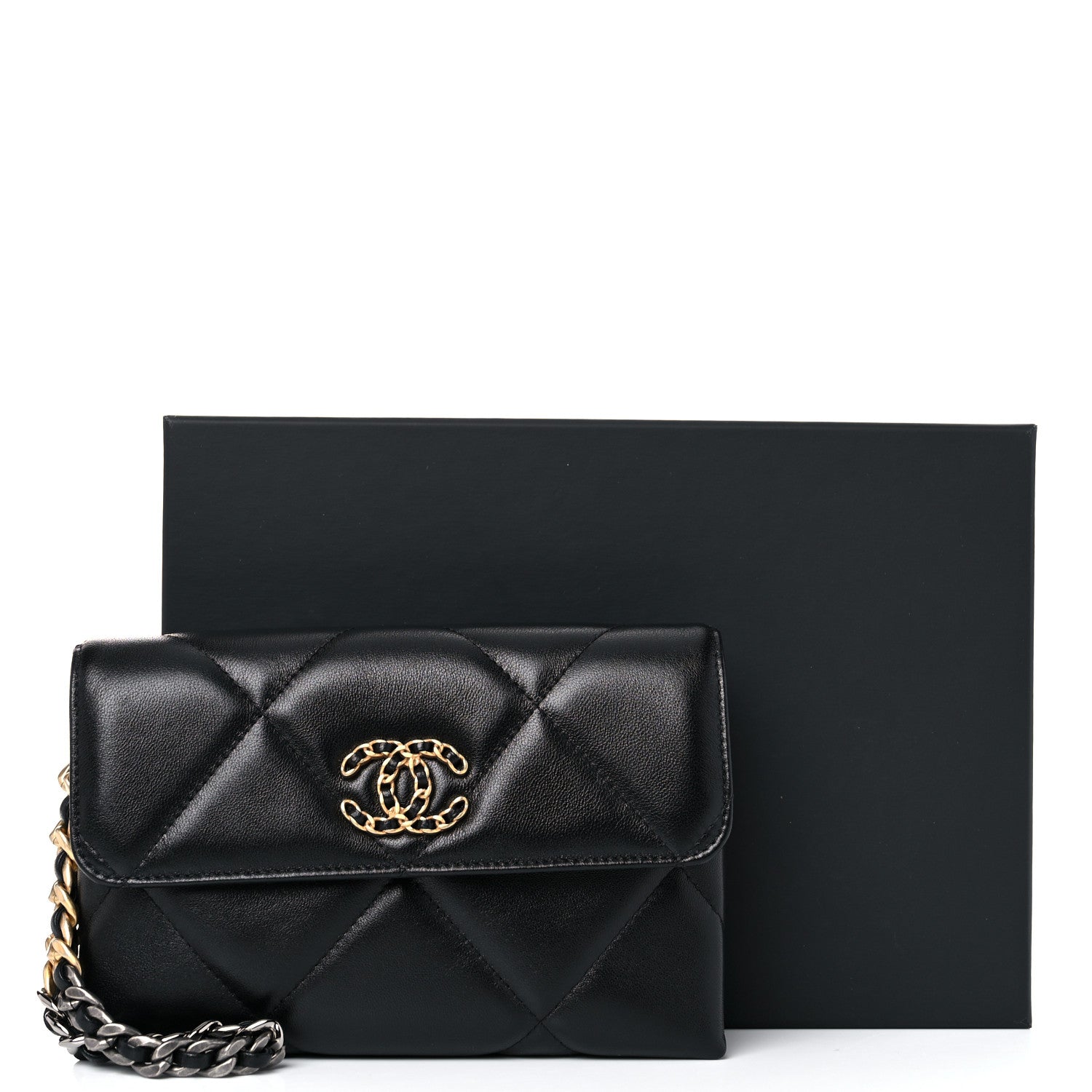 Chanel Lambskin Quilted Chanel 19 Flap Clutch Black 11 of 11
