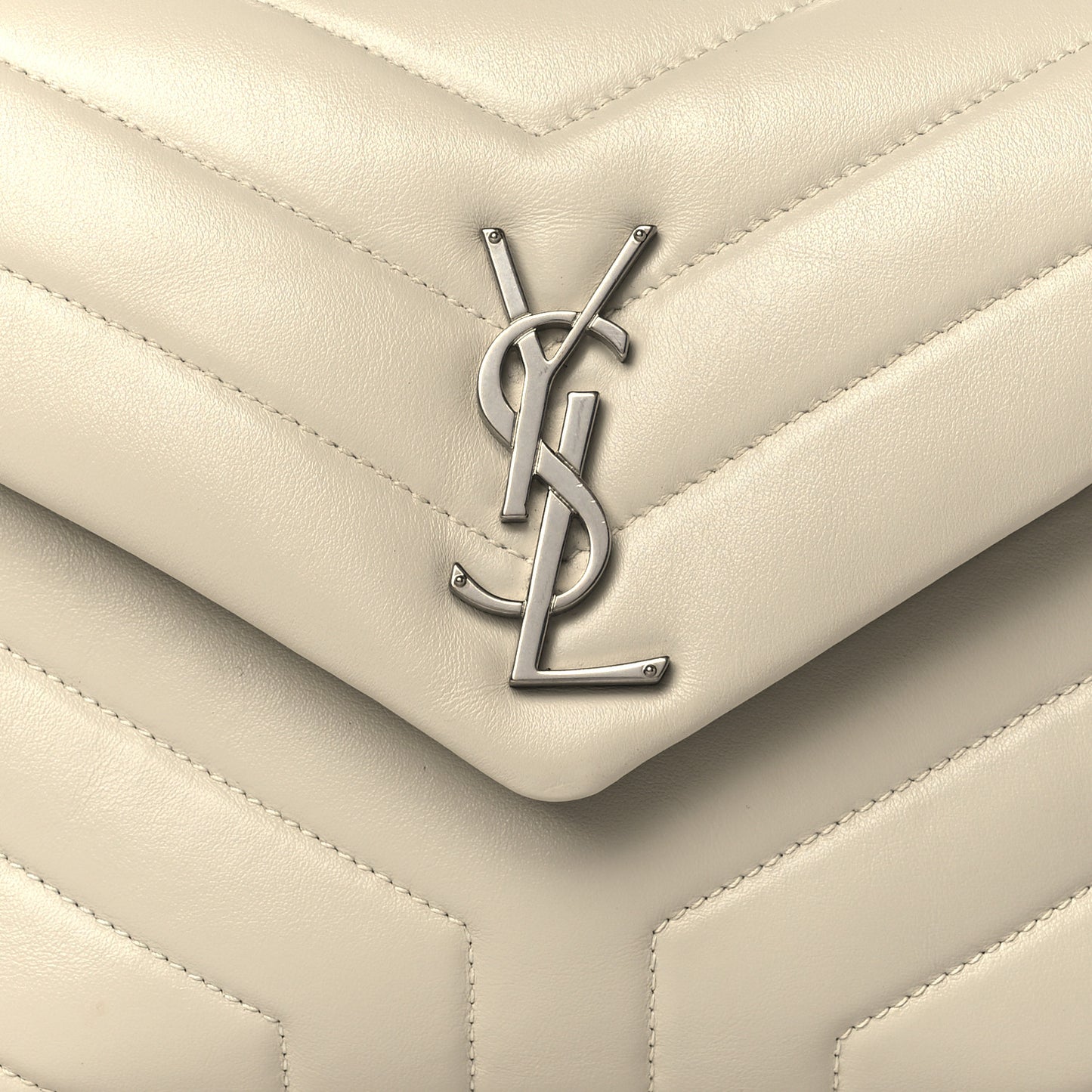 Calfskin Y Quilted Monogram Small Loulou Chain Satchel Blanc Vintage