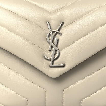 Saint Laurent Calfskin Y Quilted Monogram Small Loulou Chain Satchel Blanc Vintage 7 of 9