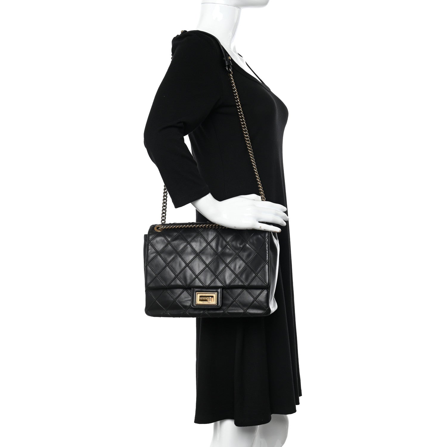 Chanel Calfskin Diamond Debossed Large Cosmos Flap Black 2 of 10