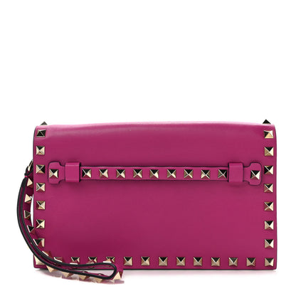 Valentino Garavani Nappa Small Rockstud Wristlet Clutch Fuxia 1 of 6