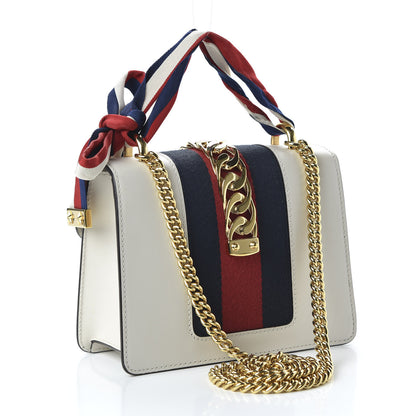 Gucci Calfskin Mini Sylvie Chain Shoulder Bag White 3 of 11