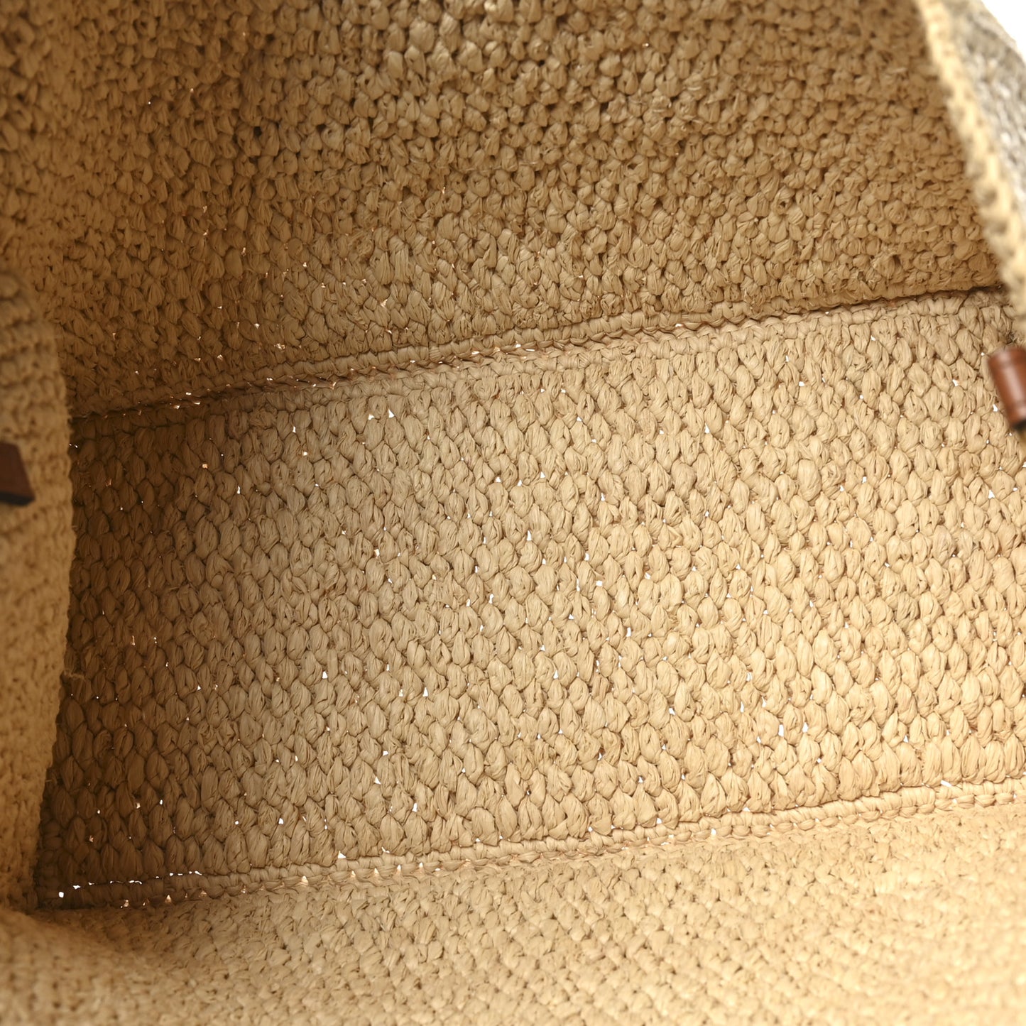 Raffia Calfskin Triomphe Small Cabas Thais Tan