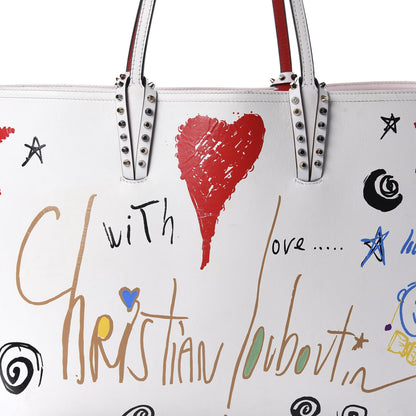 Christian Louboutin Calfskin Spikes Loubitag East West Cabata Tote White 14 of 14